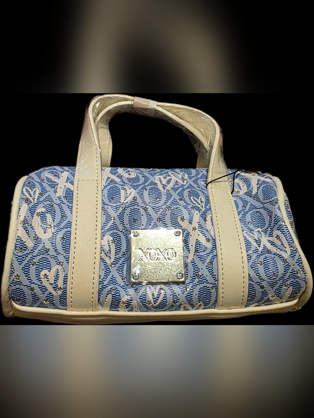 XOXO Blue & White Mini Logo Barrel Bag